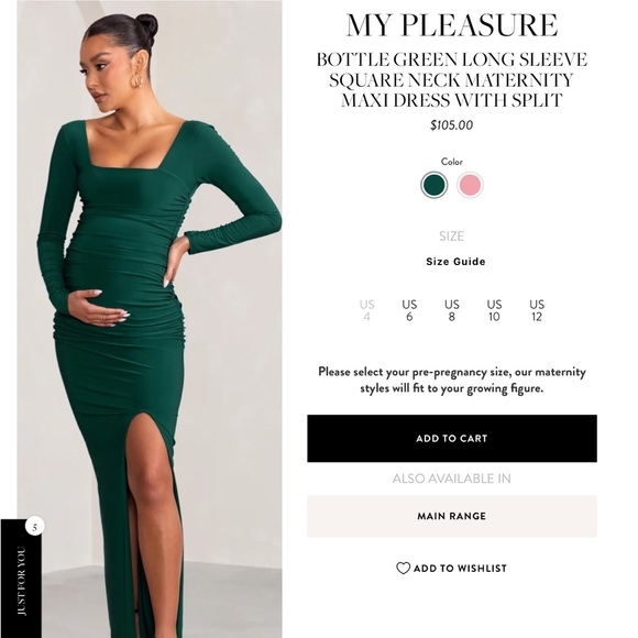 Club L London
BOTTLE GREEN LONG SLEEVE SQUARE NECK MATERNITY MAXI DRESS W SPLIT - Picture 2 of 3